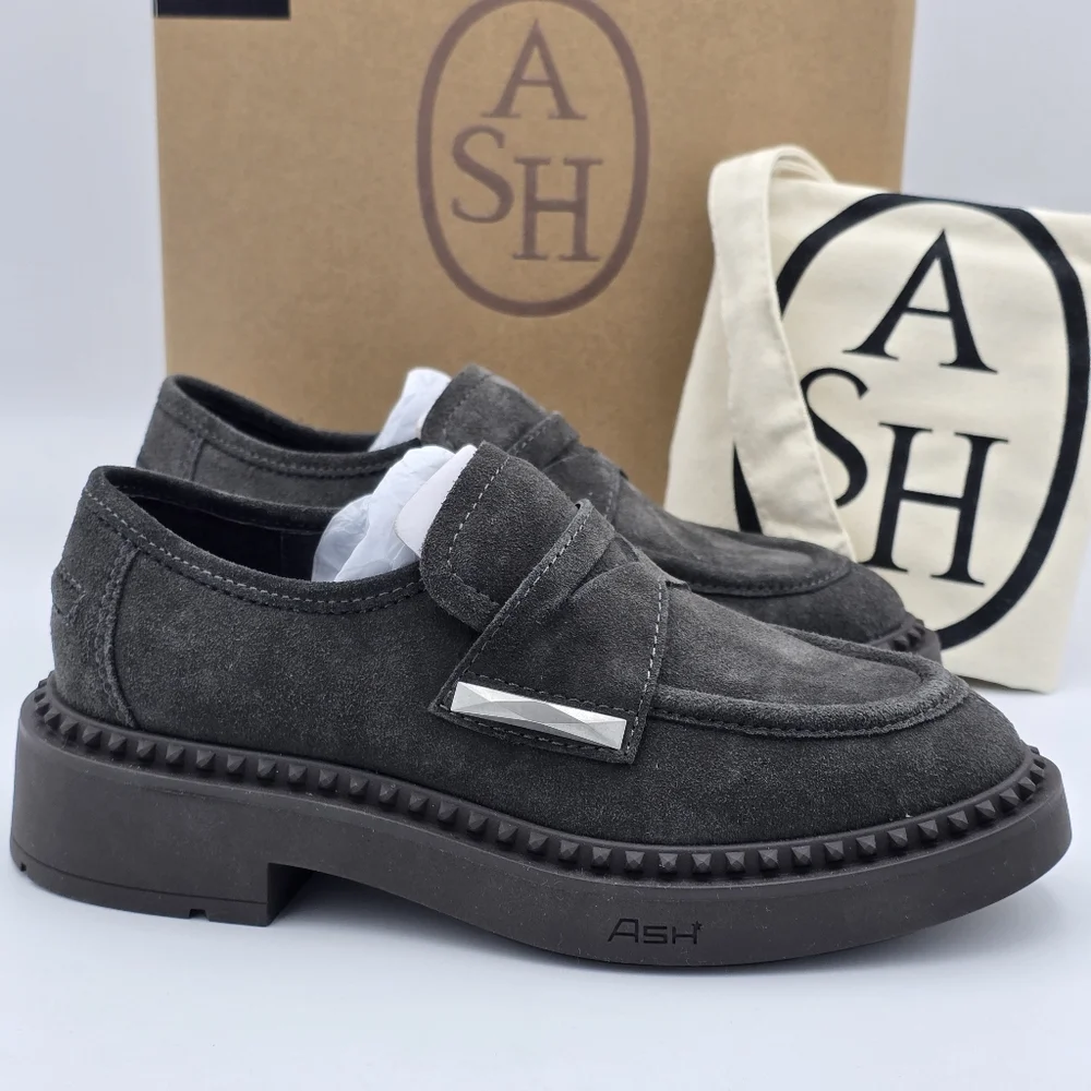 NIB Ash Medusa Suede Studded Platform Loafers, Bistro, EU 35/US 5, with dust bag - Picture 1 of 16
